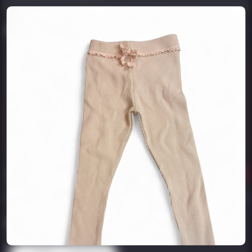 Zara Kids Beige Leggings with Bow Detail